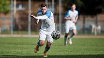 Fotbalisté Přerova (v bílém) porazili 1. HFK Olomouc. Tomáš Matušík