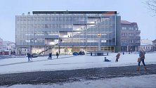 Vítězný návrh nového vzhledu administrativní budovy na Masarykově náměstí v Přerově - 1. místo - Anagram&Gruppa - Marina Kounavi, Anne-Sereine Tremblay, Jan Kudlička (Barcelona a Rotterdam, Španělsko a Nizozemsko