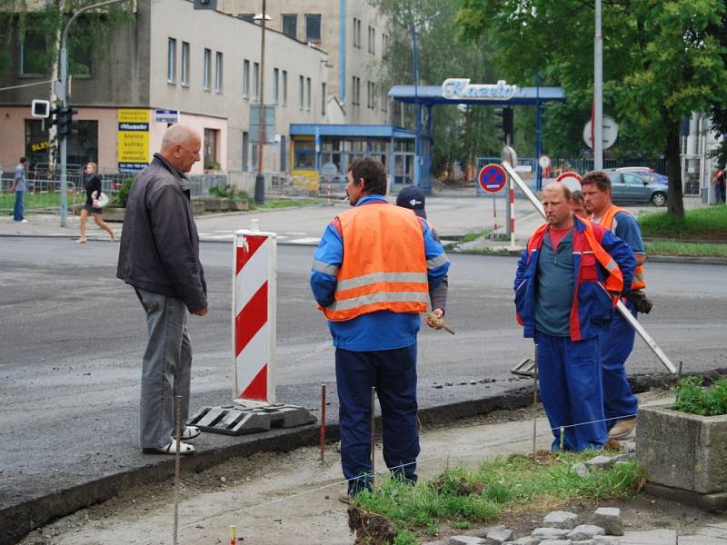 Opravy v Husově ulici u nádraží v Přerově