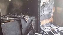 Požár bytu v panelovém domě v Přerově.