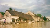 Povodeň v Bochoři v roce 1997 - ulice Náves