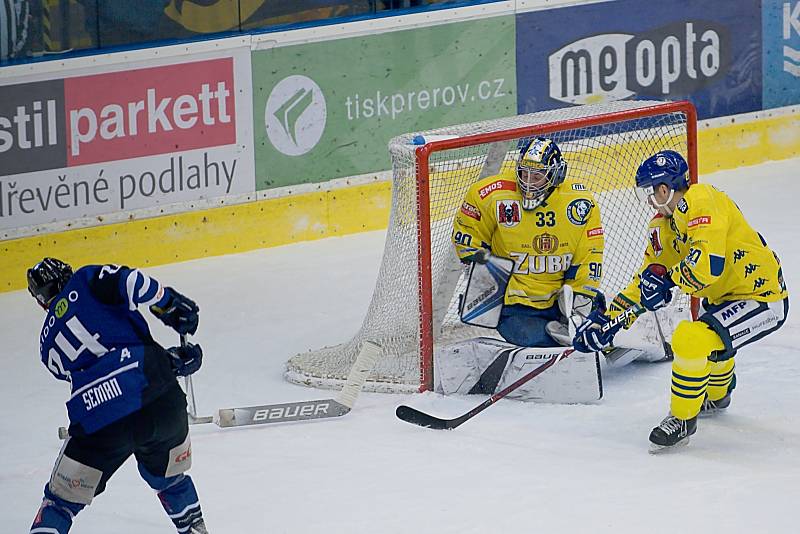 Hokejisté Přerova (ve žlutém) porazili Havířov 4:2