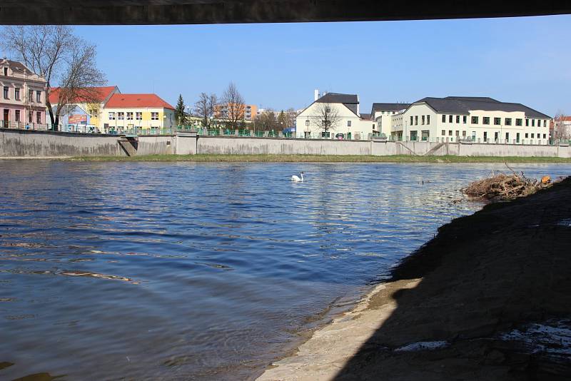 Vody je v řece Bečvě v Přerově méně než v uplynulých letech, potvrzují vodohospodáři. 31.3.2017