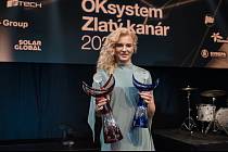 Kateřina Siniaková na vyhlášení jubilejního 30. ročníku tenisové ankety Zlatý kanár v Přerově.