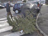 U kontejnerů v Přerově se objevily první vánoční stromky. Lidé se začali zbavovat symbolů svátků.