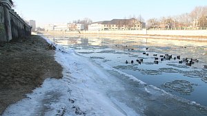 Bečva v Přerově na některých místech zamrzá. Prognózy pro milovníky bruslení na řece jsou ale špatné - má se totiž opět oteplit.