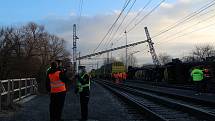 Místo srážky nákladních vlaků v Prosenicích v pátek 14. ledna 2022 dopoledne