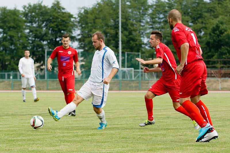 Fotbalisté 1. FC Viktorie Přerov v přípravném zápase s FK Bystřice pod Hostýnem.