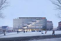 Vítězný návrh nového vzhledu administrativní budovy na Masarykově náměstí v Přerově - 1. místo - Anagram&Gruppa - Marina Kounavi, Anne-Sereine Tremblay, Jan Kudlička (Barcelona a Rotterdam, Španělsko a Nizozemsko).
