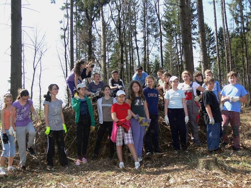 Úklid ZŠ 1. máje Hranice v lese poblíž Opatovic