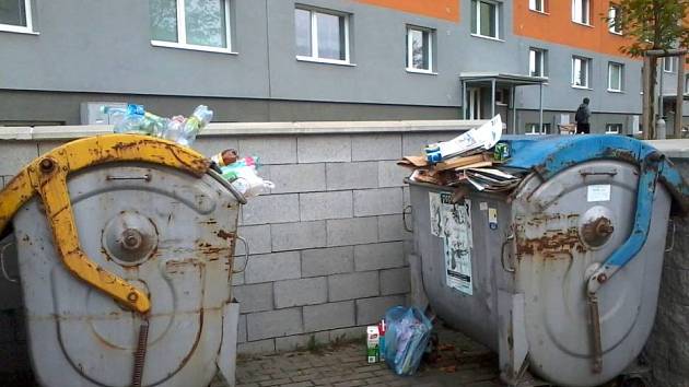 S přeplněnými nádobami na tříděný odpad se setkávají lidé běžně.