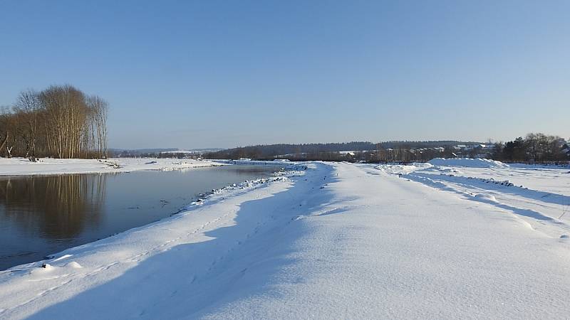 Ústí 17. ledna 2021  -  revitalizace toku řeky Bečvy v Ústí u Hranic