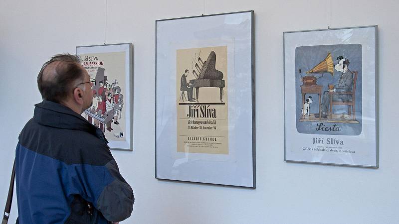 Výstava Jazz pro oči kreslíře a karikaturisty Jiřího Slívy v hranické Galerii severní křídlo zámku v rámci Evropských jazzových dnů v Hranicích