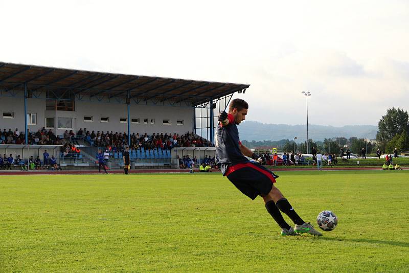 Dohrávka divize E mezi Hranicemi (v zeleném) a Přerovem. Jan Kvapil