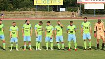 Fotbalisté Hranic (v zeleném) deklasovali v poháru Všechovice 6:1.