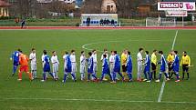 Hraničtí fotbalisté (v pruhovaném) proti Havířovu