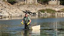 Odstraňování následků masivního úhynu ryb v řece Bečvě v Hranicích, pondělí 21. září 2020