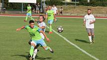 Fotbalisté Hranic (v zeleném) deklasovali v poháru Všechovice 6:1.