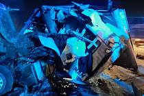 Nehoda nákladních auta zavřela D1 u Hranic, 16. října 2023