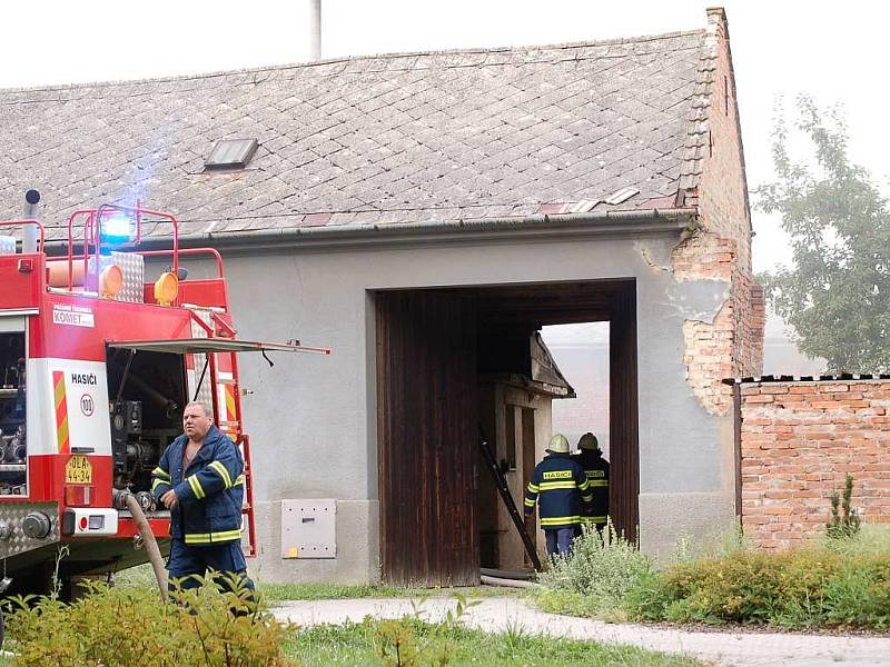 Požár stodoly v Brodku u Přerova 