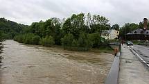 Bečva u Teplic nad Bečvou ve čtvrtek 23.5. 2019 dopoledne.