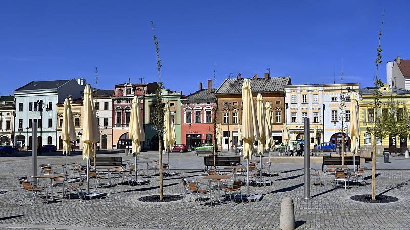 Masarykovo náměstí v Hranicích po rekonstrukci v neděli 9. května 2021.