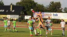 Fotbalisté Hranic (v zeleném) deklasovali v poháru Všechovice 6:1.