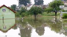 Zaplavené Ústí v pondělí 7. července 1997. 