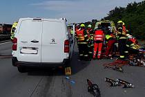 Vážná nehoda na D1 u Milenova, pondělí 10. července 2023.