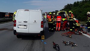 Vážná nehoda na D1 u Milenova, pondělí 10. července 2023.