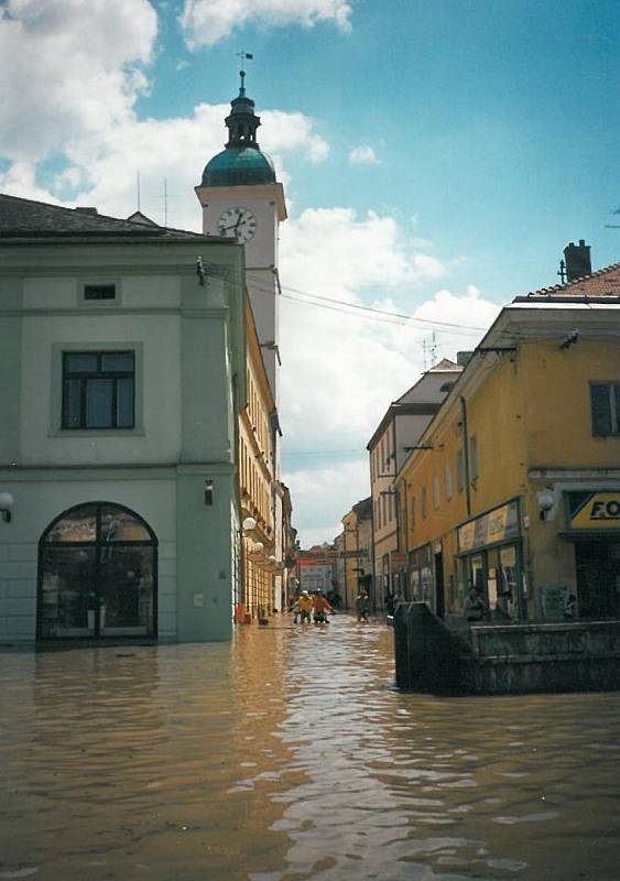 Povodně v Uherském Hradišti v roce 1997.