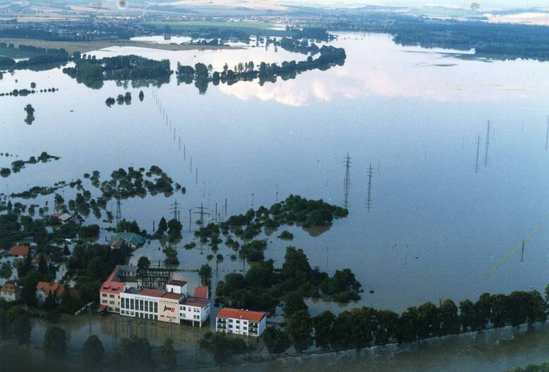 Povodně v Uherském Hradišti v roce 1997.