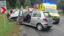 Dvě zraněné osoby si vyžádala srážka osobních vozidel nedaleko motorestu Samota v Chřibech. K nehodě došlo v neděli 6. srpna po 14. hodině,