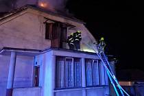 Požár střechy rodinného domu v Rudici v okresu Uherské Hradiště