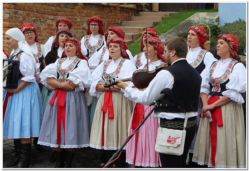 Hroznové bobule, víno, burčák, koláčky i kulturní program zaujaly na Modré milovníky vína i folkloru.