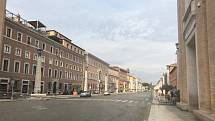 Prázdné ulice Říma v období koronavirové krize.
