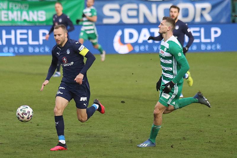 Fotbalisté Slovácka (v modrých dresech) v 16. kole FORTUNA:LIGY zvítězili v Ďolíčku nad pražskými Bohemians 1905 3:1.