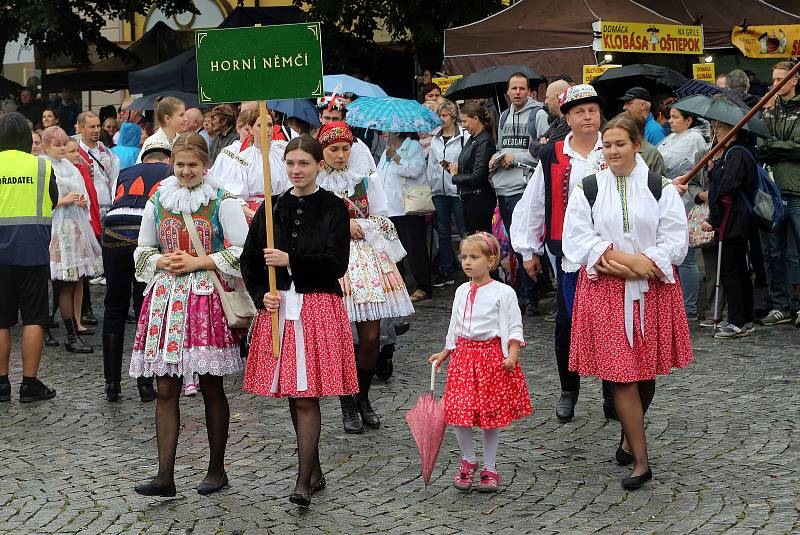 Tradičnímu defilé na Masarykově náměstí nepřálo počasí.