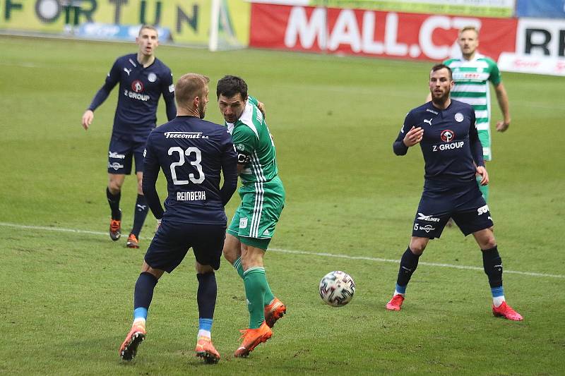 Fotbalisté Slovácka (v modrých dresech) v 16. kole FORTUNA:LIGY zvítězili v Ďolíčku nad pražskými Bohemians 1905 3:1.