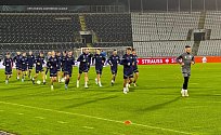 Fotbalisté Slovácka se chystají na závěrečný duel Evropské konferenční ligy proti Partizanu Bělehrad.