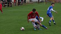 Fotbalisté Uherského Brodu (červené dresy) v 7. kole MSFL zdolali Frýdek-M9stek 2:1.