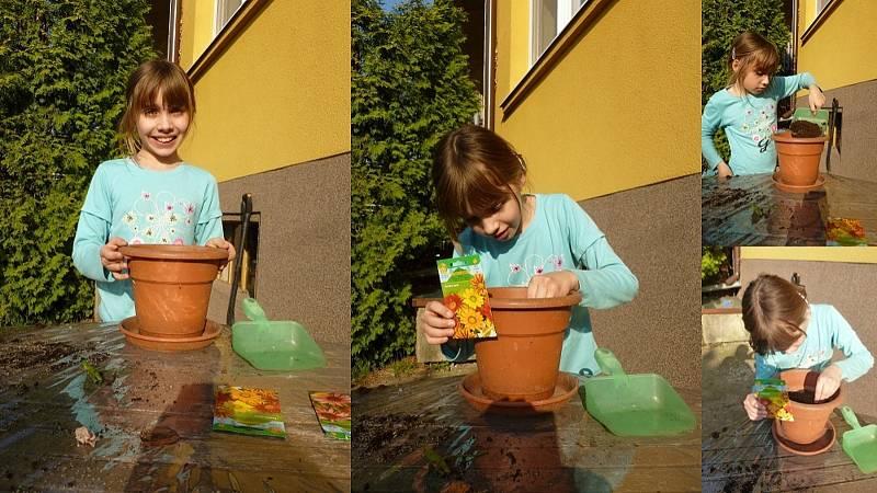 Děti posílaly v době dálkové výuky do školy fotopozdravy.