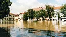 Povodně v Uherském Hradišti v roce 1997.