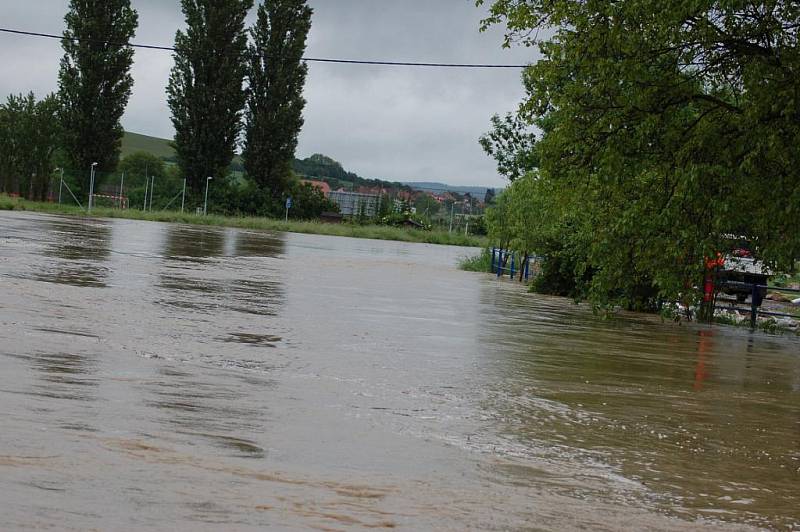 Zatopená část Kunovic, středa 2. června.