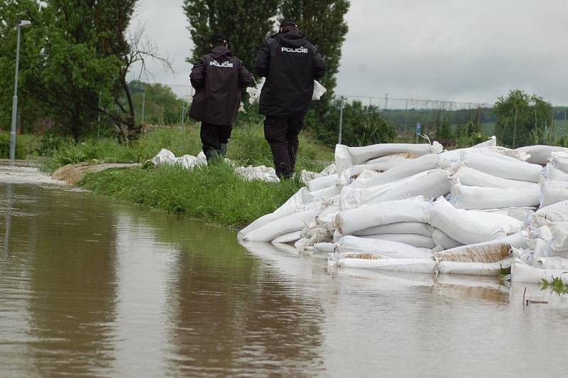 Zatopená část Kunovic, středa 2. června.