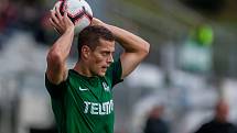 Zápas 11. kola první fotbalové ligy mezi týmy FK Jablonec a FC Slovácko se odehrál 7. října na stadionu Střelnice v Jablonci nad Nisou. Na snímku je Tomáš Holeš.