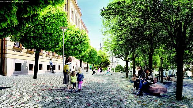 Vítězný návrh architektonické soutěže o novou podobu Mariánského náměstí v Uherském Brodě.