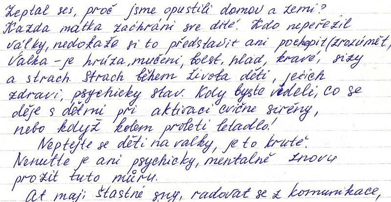Úryvek z dopisu paní učitelky Oleny Zhurmanové.