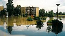 Povodeň v červenci 1997 v Uherském Hradišti. Sídliště Stará Tenice
