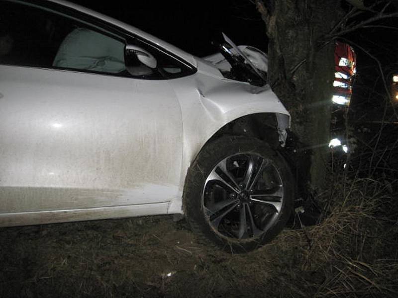 Řidič u Suché Lozi v pátečním večeru vyjel z vozovky a se svým autem narazil přímo do stromu.
